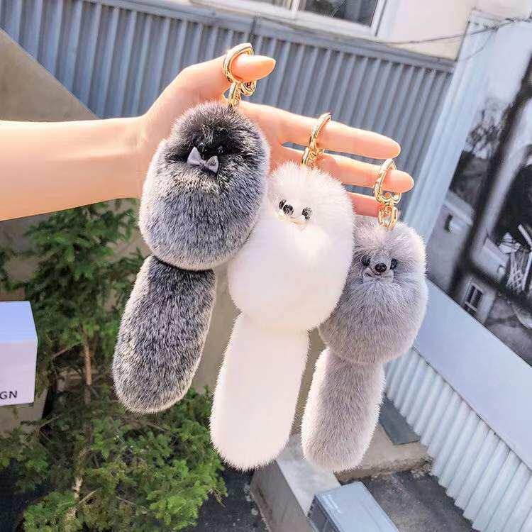 키링홀더 열쇠고리 리얼 풀 여우털 수달 걸이 가방팬던트 핸드폰 - 상세 이미지 3
