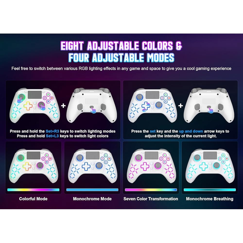 PlayStation 5용 Gamrombo 게이밍 컨트롤러 / PS5, PS4 PS3 PC 스위치 스팀 덱 Mac Android iOS 및 RGB LED 조명, 홀 트리거, 조이스 - 상세 이미지 2