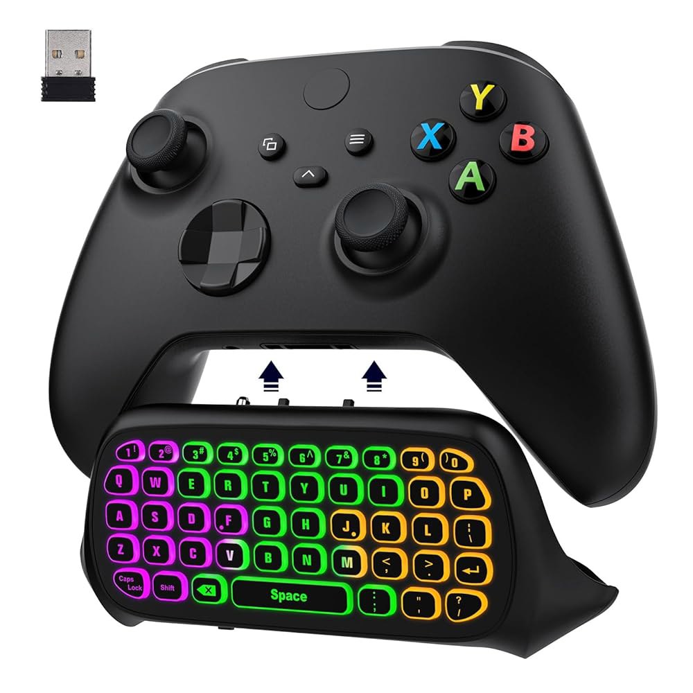 Xbox One 컨트롤러용 MoKo RGB 백라이트 키보드, Series X/S, 무선 채팅패드 키패드, 2.4G 리시버, S/Elite용 액세서리 Colorful - 상품 이미지