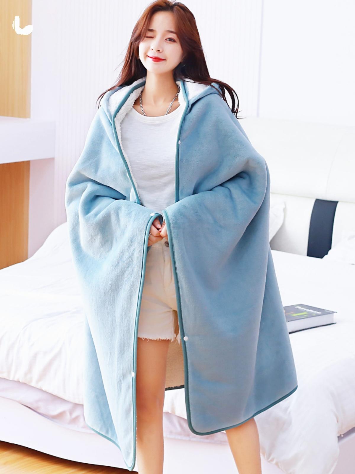 후드 담요 입는 망토 사무실 어깨 블랭킷 학생 겨울 모자 - 상세 이미지 2