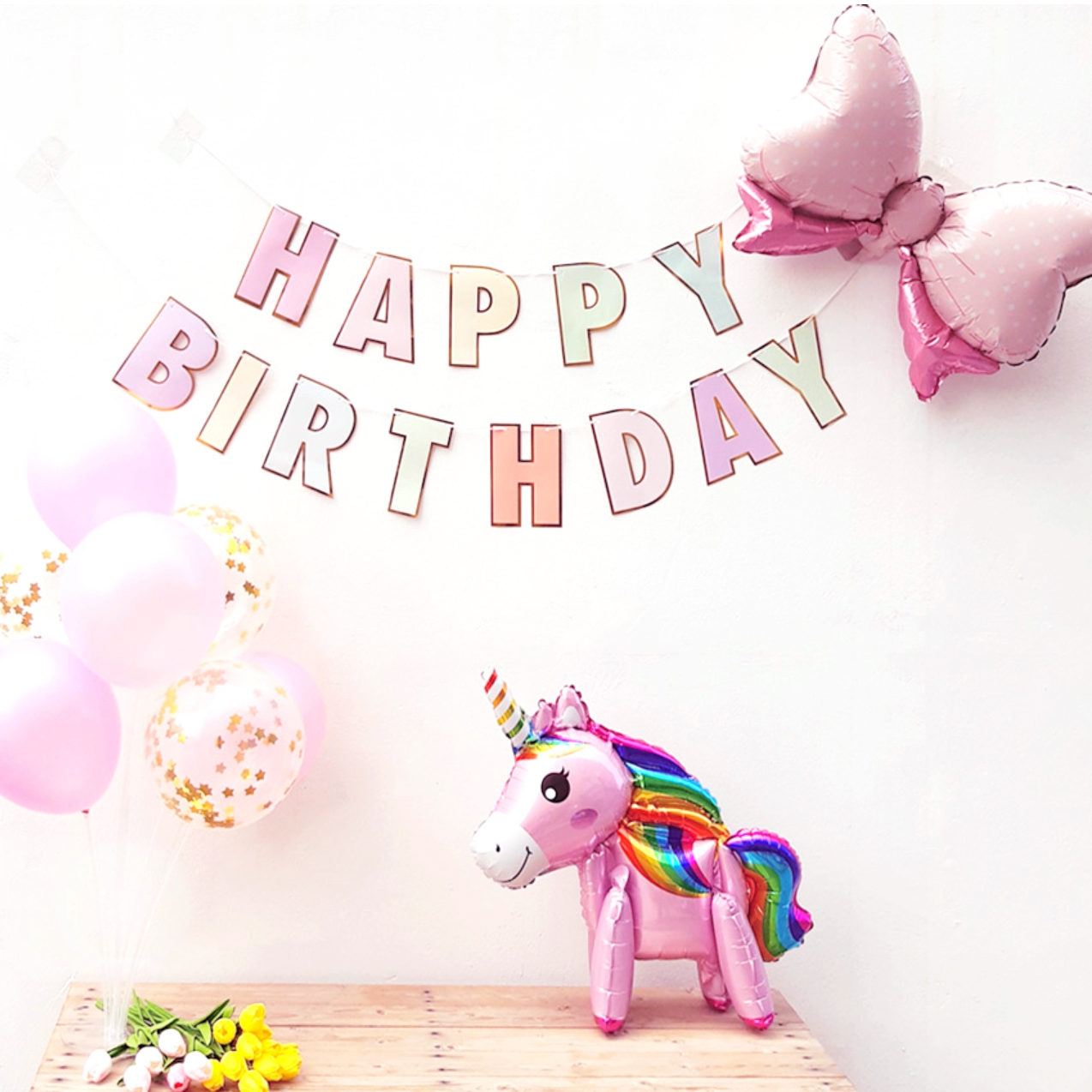 은박풍선축하용품 유니콘테마사진촬영포토존세트 핑크골드생일이벤트생일파티세트 - 상품 이미지