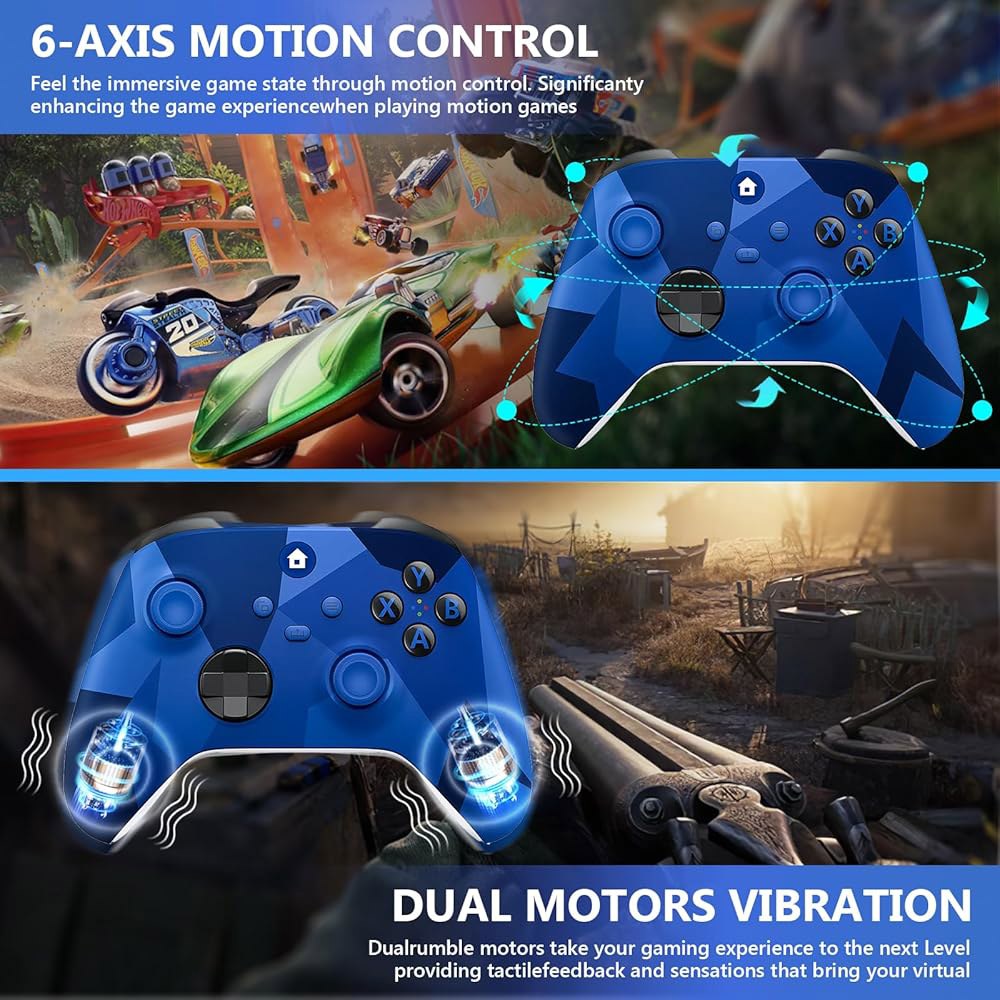 Xnmbbyzl Xbox One 컨트롤러, /One X Series /S /PC 및 3.5mm 오디오 잭, 2.4GHz 무선 어댑터 Camo Blue와 호환되는 컨트롤러 - 상세 이미지 2