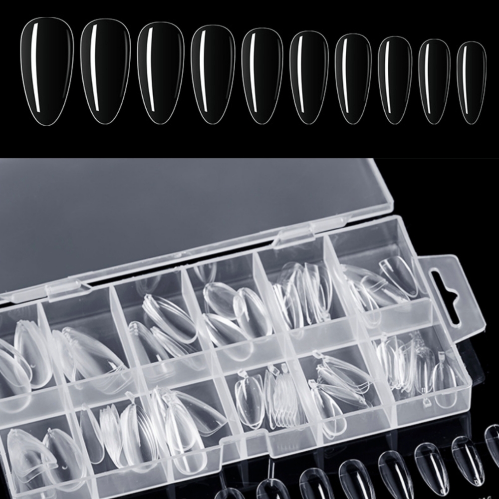 투명플라스틱네일팁 투명인조손톱 네일아트부자재 120pcs 3종모양 - 상품 이미지