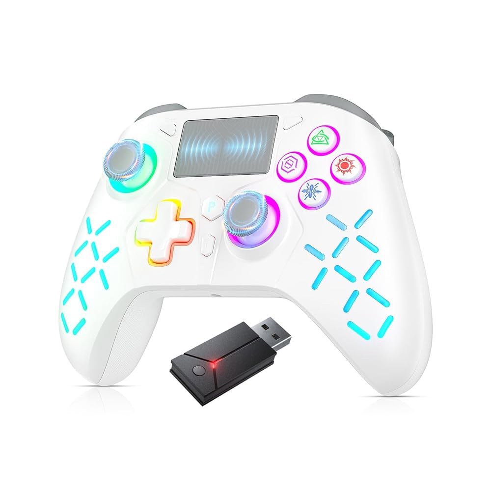 PlayStation 5용 Gamrombo 게이밍 컨트롤러 / PS5, PS4 PS3 PC 스위치 스팀 덱 Mac Android iOS 및 RGB LED 조명, 홀 트리거, 조이스 - 상품 이미지