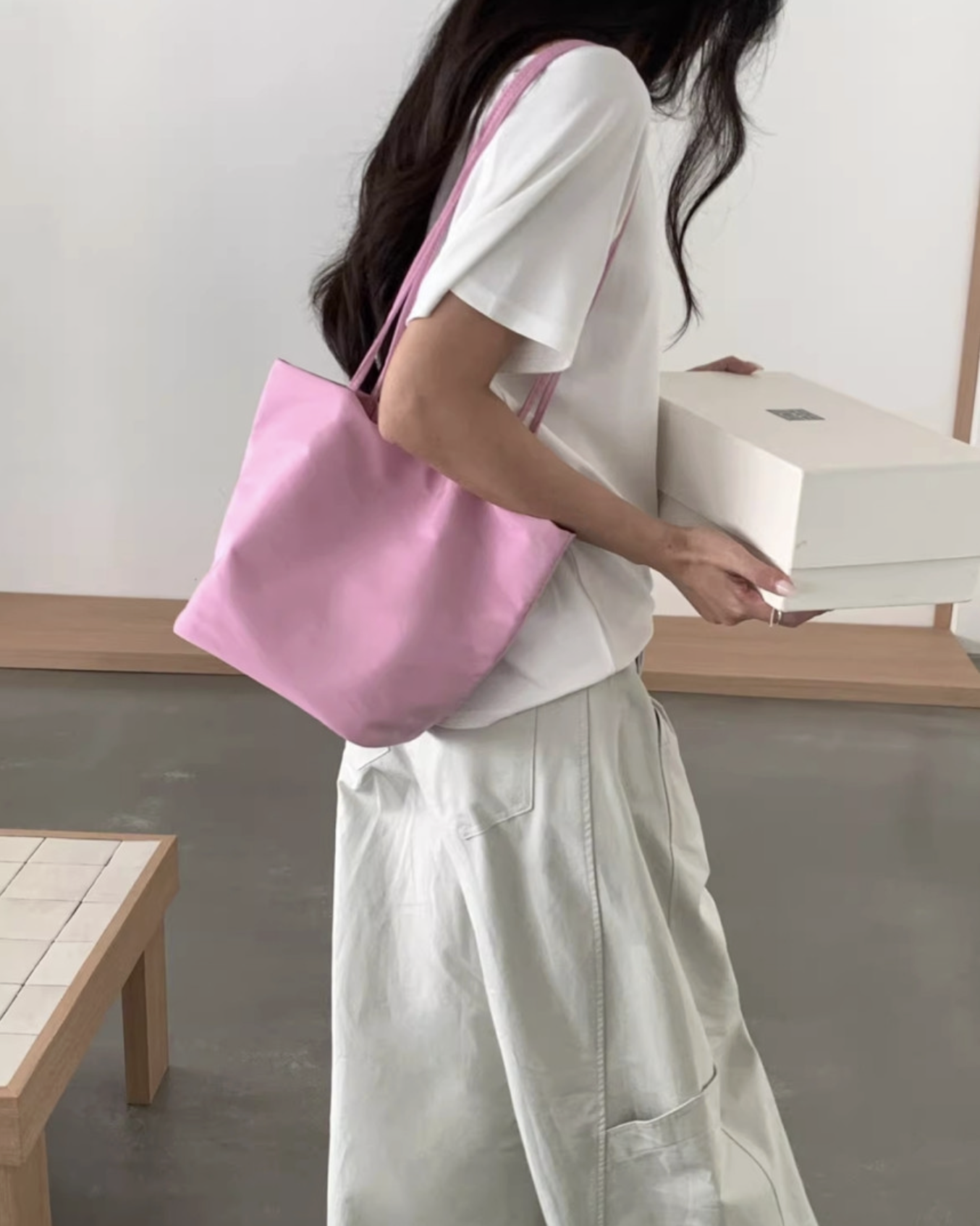 나일론가방 가벼운 데일리 방수 엄마 쇼퍼백 보부상 미니 숄더백 레드 - 상세 이미지 4