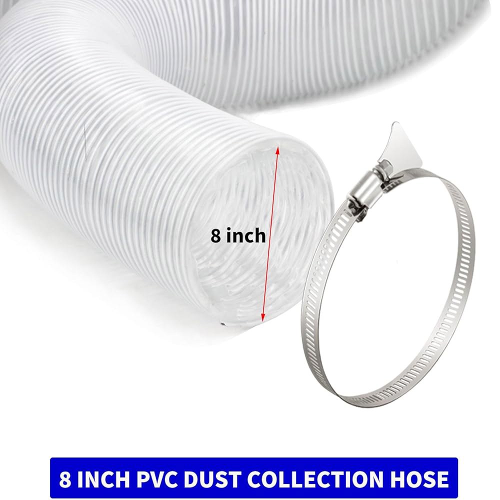 JUYO VON산 8인치 먼지 수집 호스 10피트 플렉스 헤비 듀티 커넥터 및 클램프가 있는 투명 PVC 호스(8인치 X 10피트) 5'' X 10ft - 상세 이미지 2