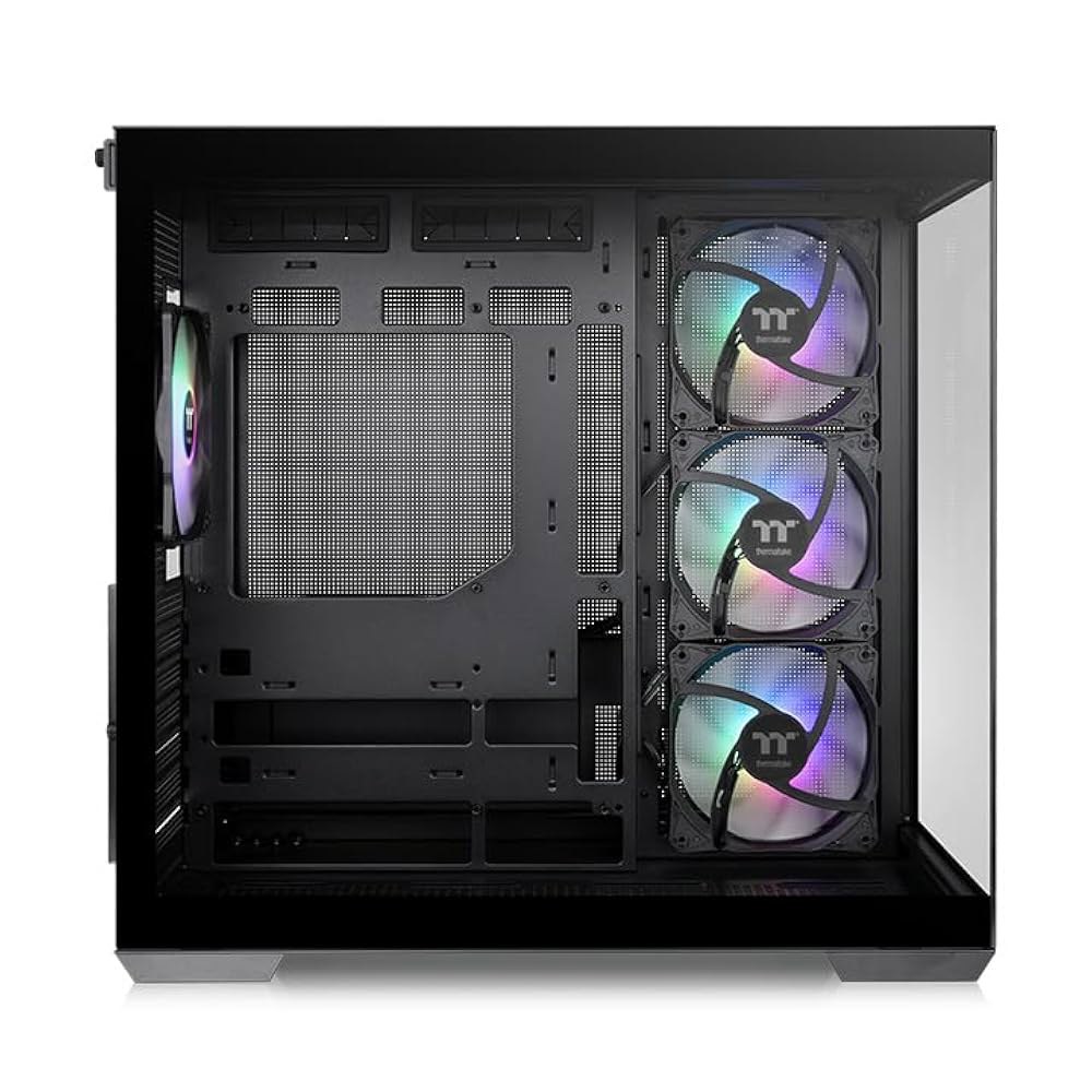 써멀테이크 뷰 380 TG ARGB 블랙 ATX 케이스, 4x120mm 팬 포함, 히든 커넥터 마더보드 지원, 전면 및 측면 듀얼 강화 유리 패널, CA-1Z2-00M1WN-00, - 상세 이미지 3