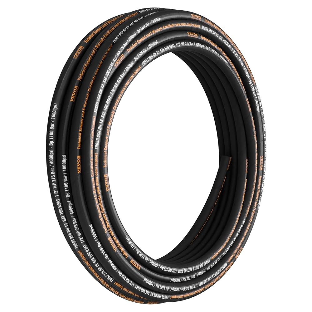 유연한 유압 호스 - 1/2 x 100피트, 4000PSI, 2와이어 브레이드 고무, -20C ~ 140C 1/2 inch x 100 ft Hose - 상품 이미지