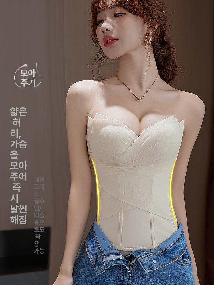 오프숄더 코르셋 신부 촬영속옷 전면버클 웨딩 보정속옷 스킨톤 - 상세 이미지 2