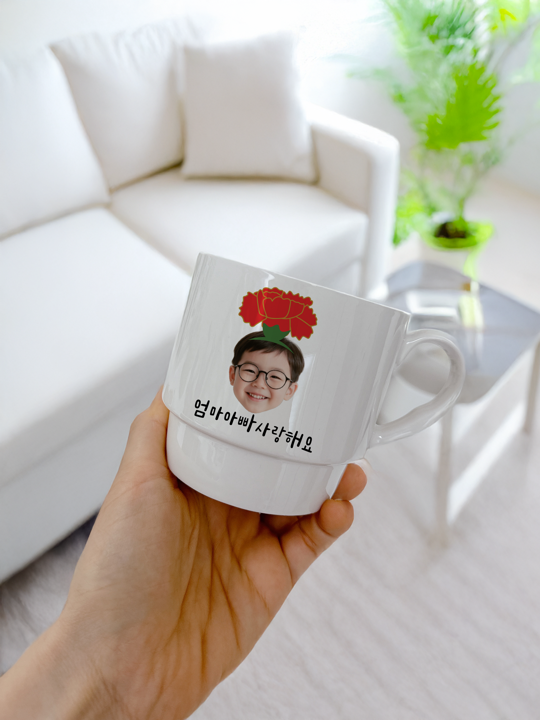 카네이션 머그컵 어버이날 아크릴 커스텀 사진 부모님 할머니 할아버지 - 상세 이미지 5