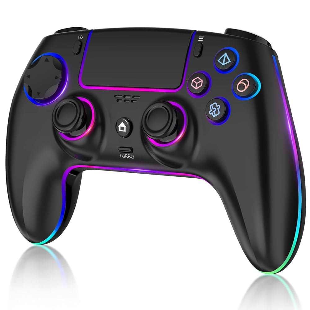 PS5 /Pro /PC /MAC /Mobile /Steam Deck용 MystILUCK 무선 프로 컨트롤러, 7가지 색상 RGB 조명 /홀 이펙트 조이스틱 & 트리거 /터보 /프로 - 상품 이미지