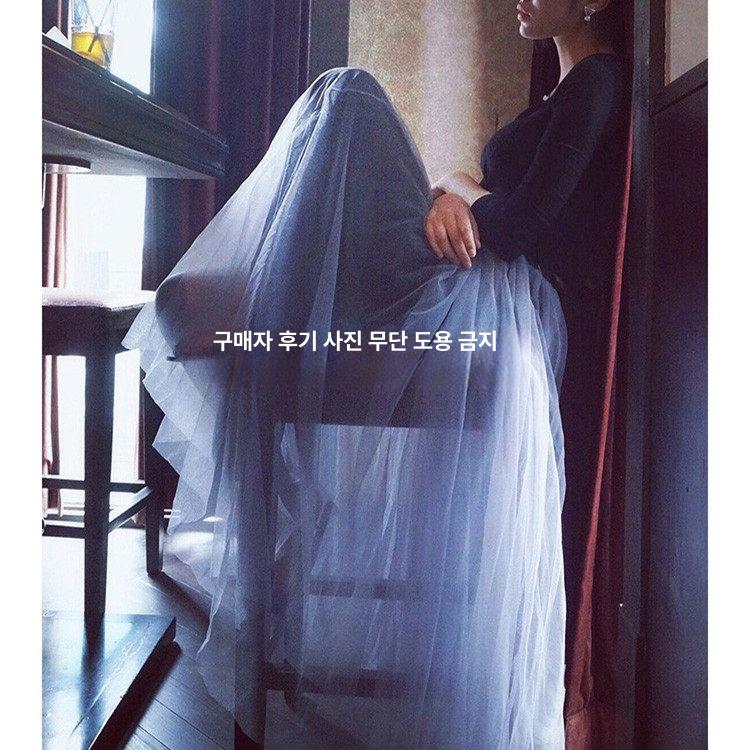 롱속치마 레이스속치마 하프 샤 속치마 시스루 거즈 스커트 - 상세 이미지 3