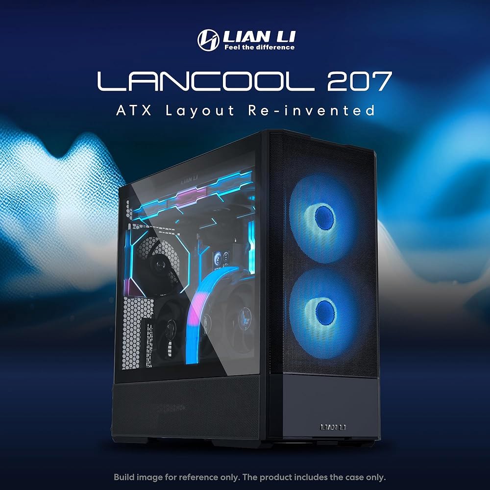 LIAN LI LANCOOL 207 컴팩트 ATX RGB 게이밍 컴퓨터 케이스, 공기 흐름 최적화 메시 패널 타워 섀시, 2x140mm ARGB, 2x120mm PWM 팬 사전 - 상세 이미지 2