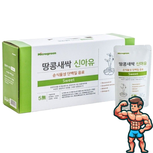 신아유 땅콩새싹두유 스위트 식물성 단백질 두유 180ml, 15개