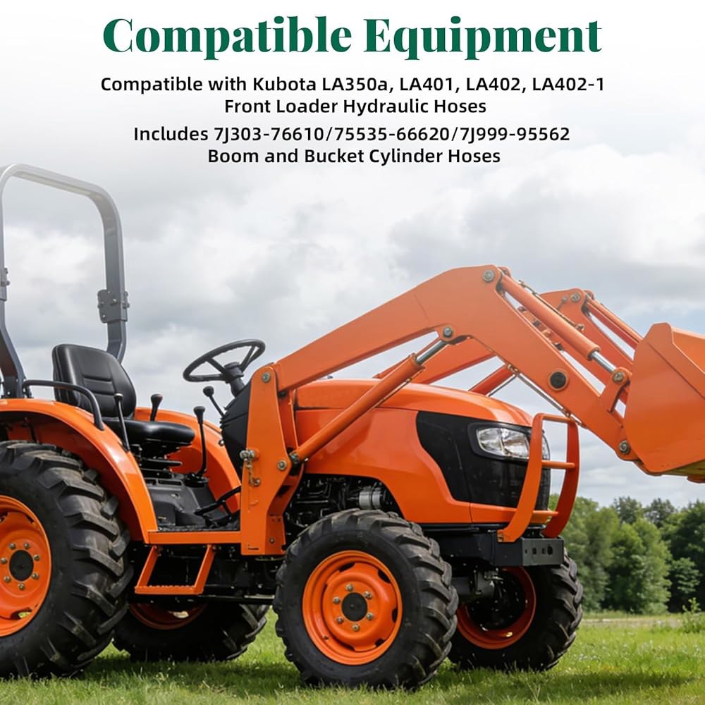 쿠보타 LA350a, LA401, LA402, LA402-1, 프론트 로더 유압 호스용 호스 키트에는 7J303-76610 /75535-66620 /7J99-9562 붐 및 버킷 - 상세 이미지 2