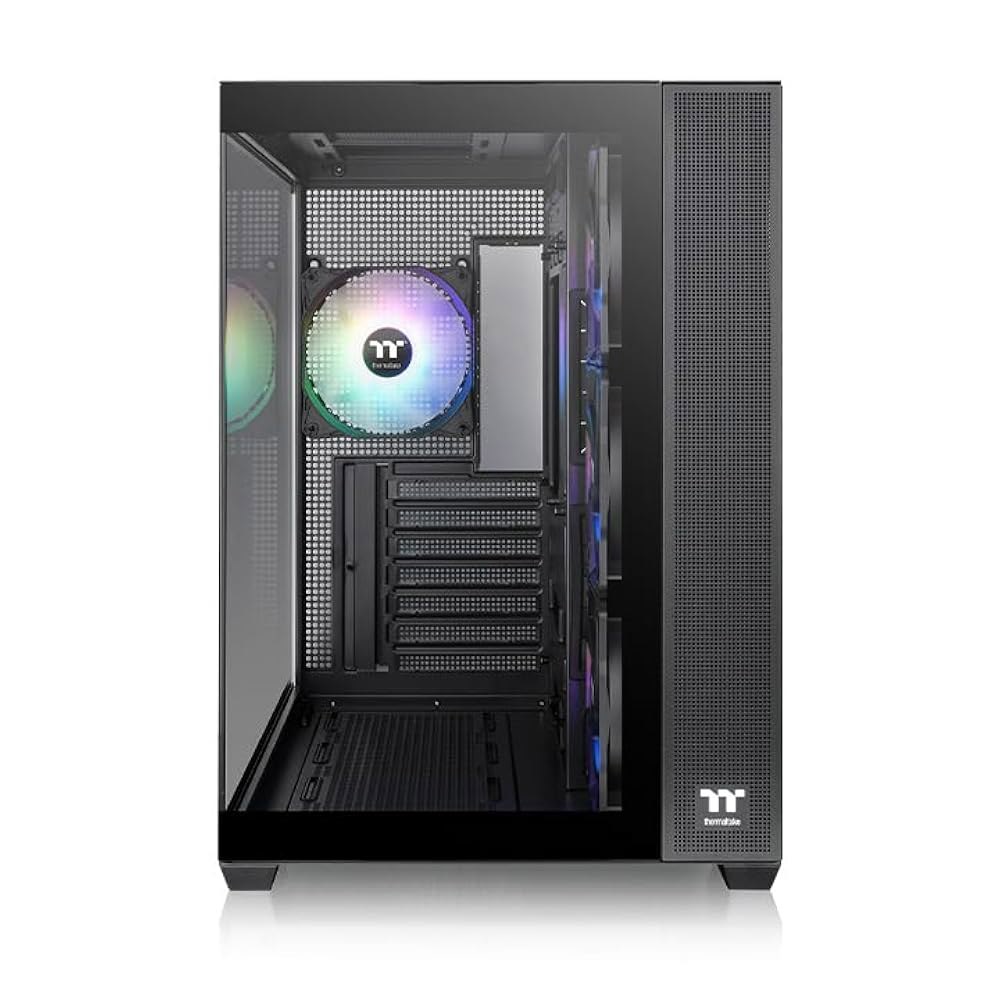 써멀테이크 뷰 380 TG ARGB 블랙 ATX 케이스, 4x120mm 팬 포함, 히든 커넥터 마더보드 지원, 전면 및 측면 듀얼 강화 유리 패널, CA-1Z2-00M1WN-00, - 상세 이미지 2