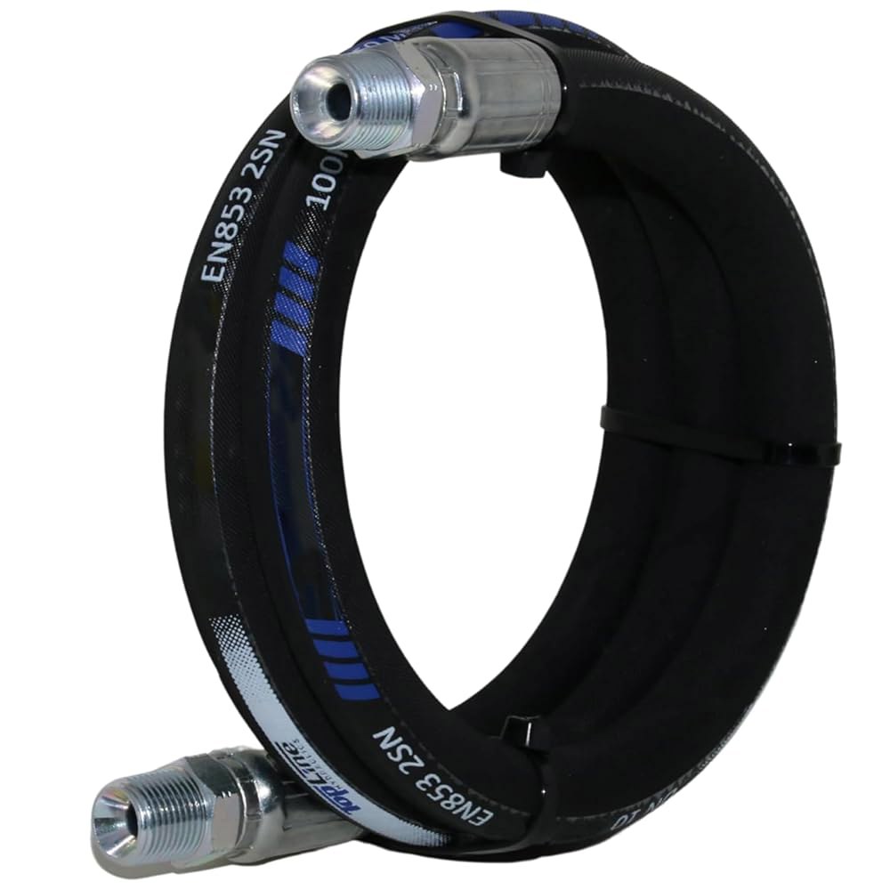 1/4인치 유압 호스 어셈블리(남성 NPT X 남성 10,150 psi (48인치) SAE 100 R2AT 2와이어 브레이드, 내유성 고무 튜브, 고장력 강철 강화 | 모델 HFR - 상세 이미지 2