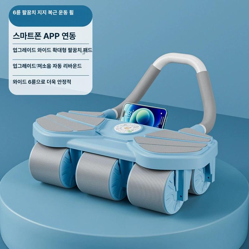 자동복근운동 복근운동휠 가정용 복근강화 4륜 복근 롤러 블루 - 상품 이미지