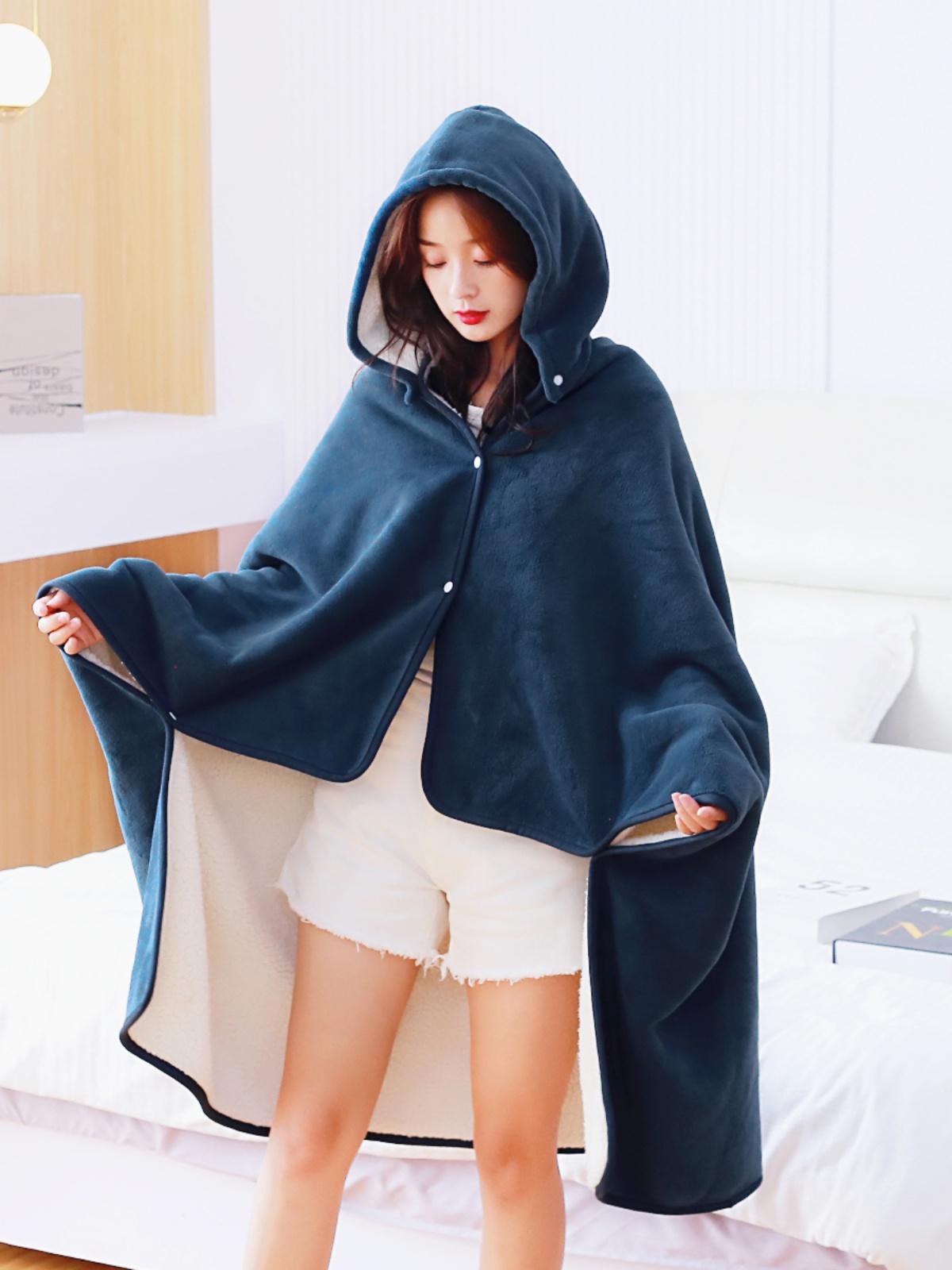 후드 담요 입는 망토 사무실 어깨 블랭킷 학생 겨울 모자 - 상세 이미지 3