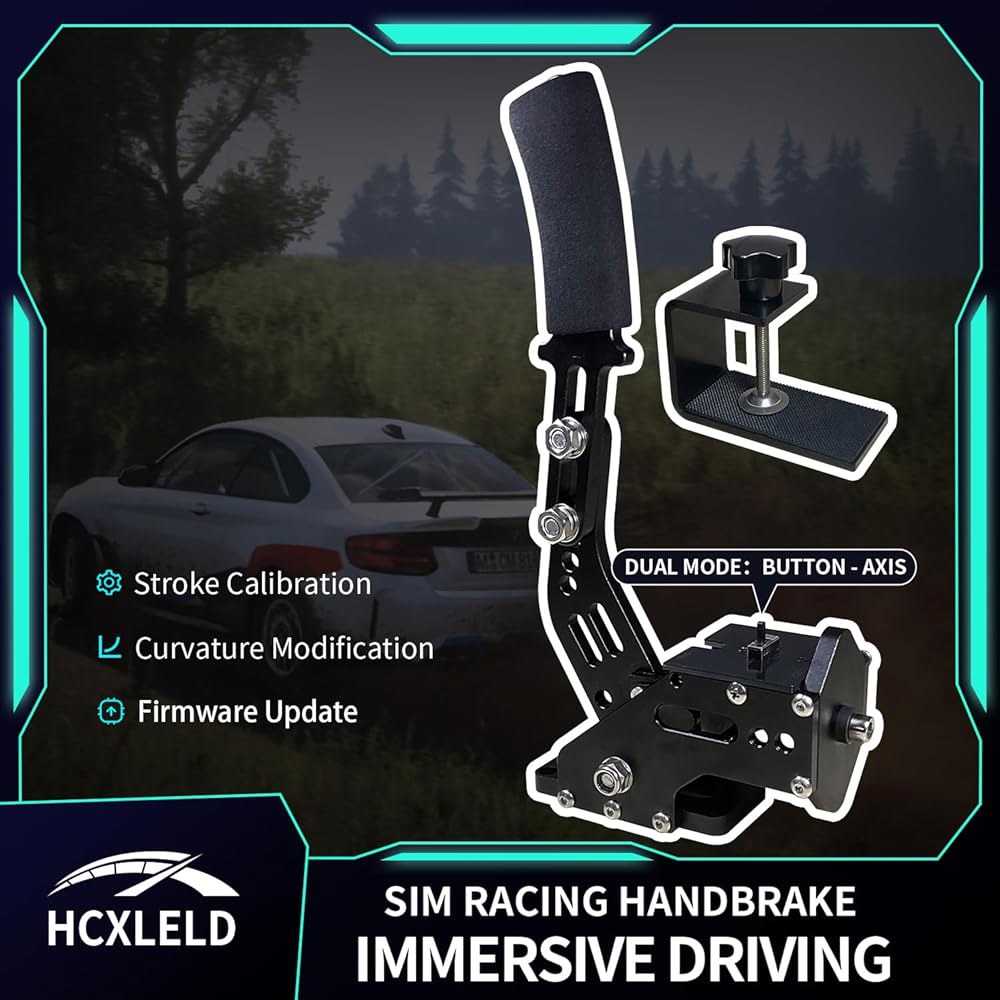 HCXLELD 심 레이싱 핸드브레이크, PS4 /PS5와 호환되는 G29 G923 T300 휠, XBOX 시리즈 X /S, One과 G920 TX 포함된 테이블 클램프 - 상품 이미지