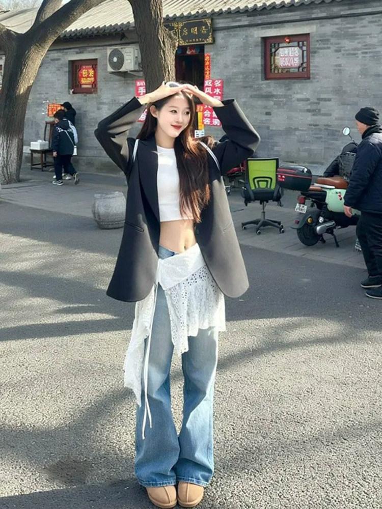 시스루레이어드 스커트 뱃살커버 화이트 레이스 랩스커트 프릴 - 상품 이미지