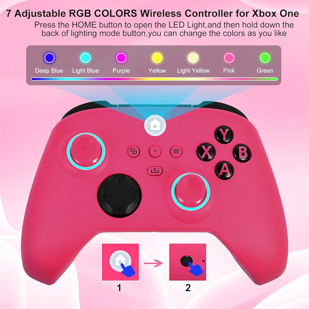 해볼 Xbox One 컨트롤러, RGB LED 라이트 2.4GHz 무선 X /S Series /S와 호환되며 3.5mm 오디오 헤드폰 잭 및 800mAh 충전식 내장 배터리, 딥 - 상세 이미지 3