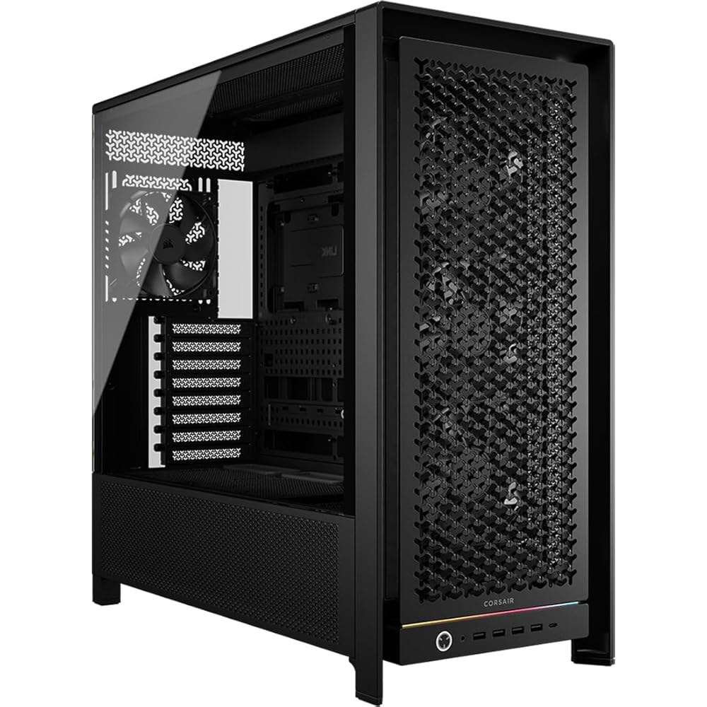 CORSAIR 프레임 5000D RS 모듈식 고풍량 미드 타워 PC 케이스 u2013 4X 프리 인스톨 팬, 인피니레일 팬 장착 시스템, GPU 안티색, ASUS BTF, MSI - 상품 이미지