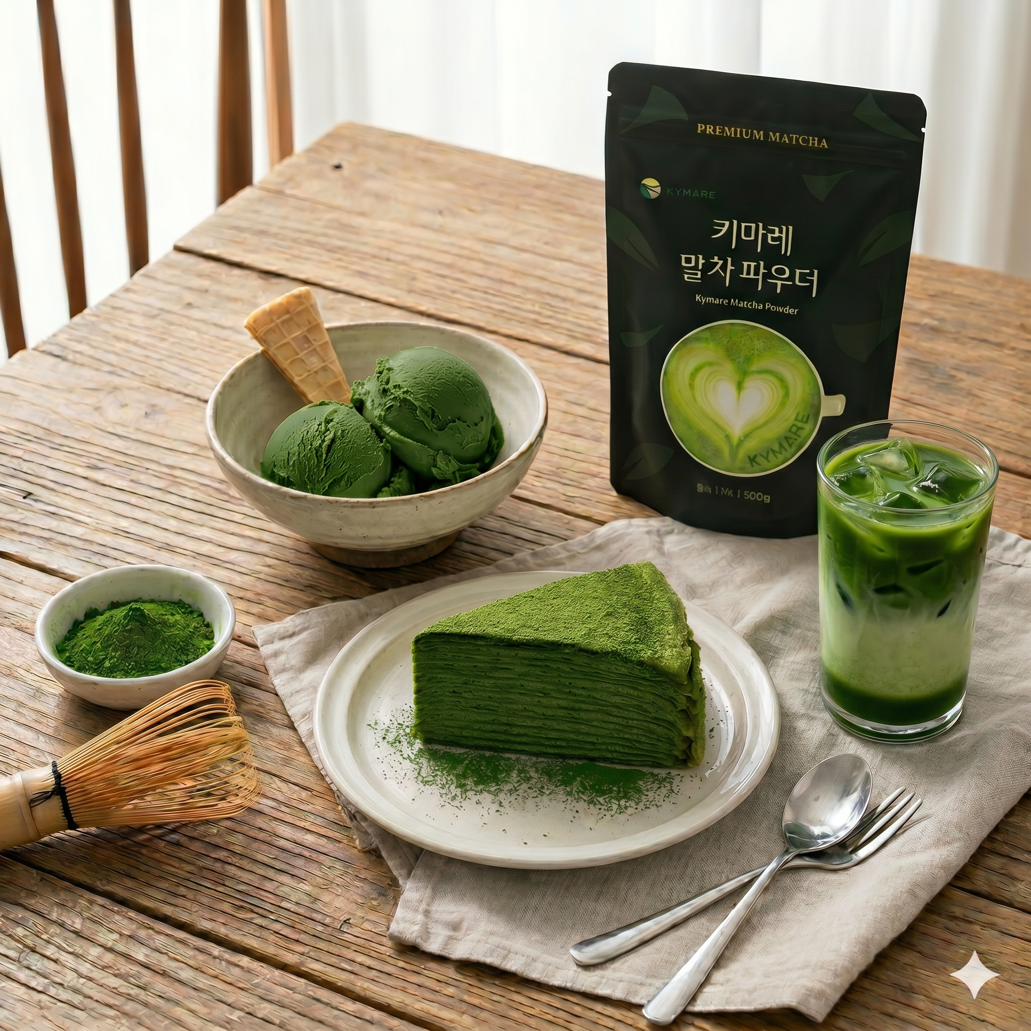 키마레 말차파우더 500g 라떼 베이킹 분말 믹스 가루 녹차 차이 제주도 말차 12% - 상세 이미지 3
