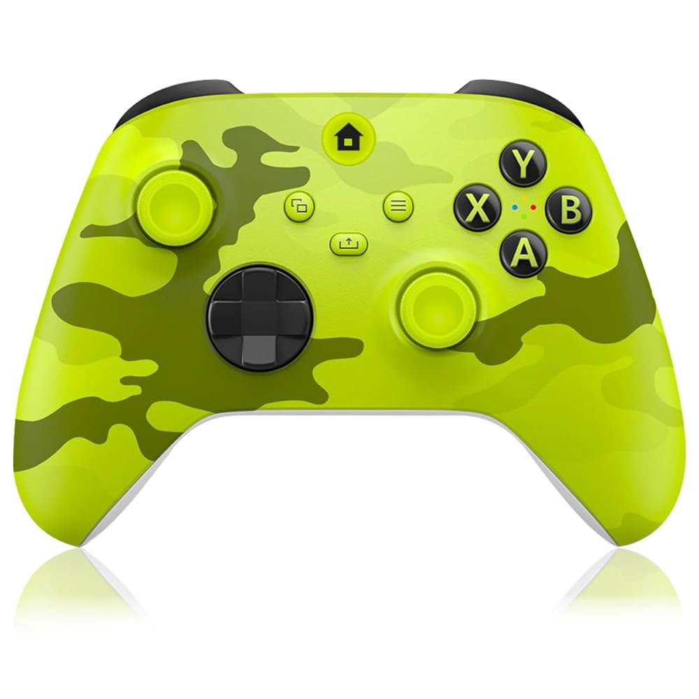 BUERTT Xbox One 컨트롤러, One용 컨트롤러 무선, Series X/S, 3.5mm 오디오 잭 포함 무선 2.4GHz 어댑터, Camo Yellow - 상품 이미지