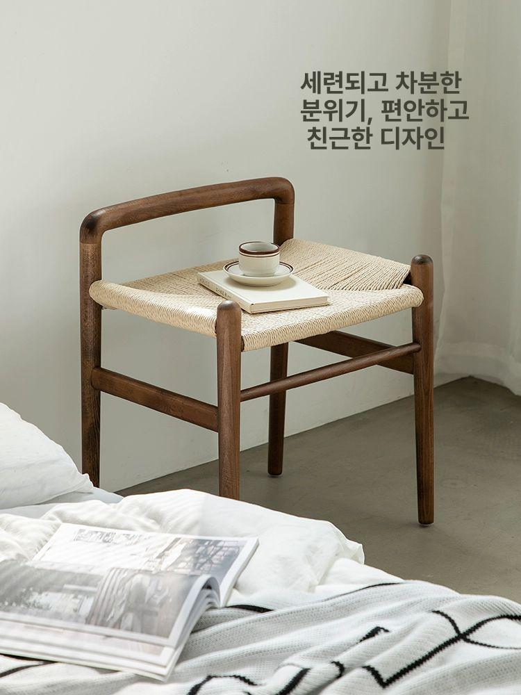 라탄 스툴 의자 빈티지 커피숍 현관 등나무 보조의자 북유럽 낮은 카페 우드 라탄스툴 - 상세 이미지 5