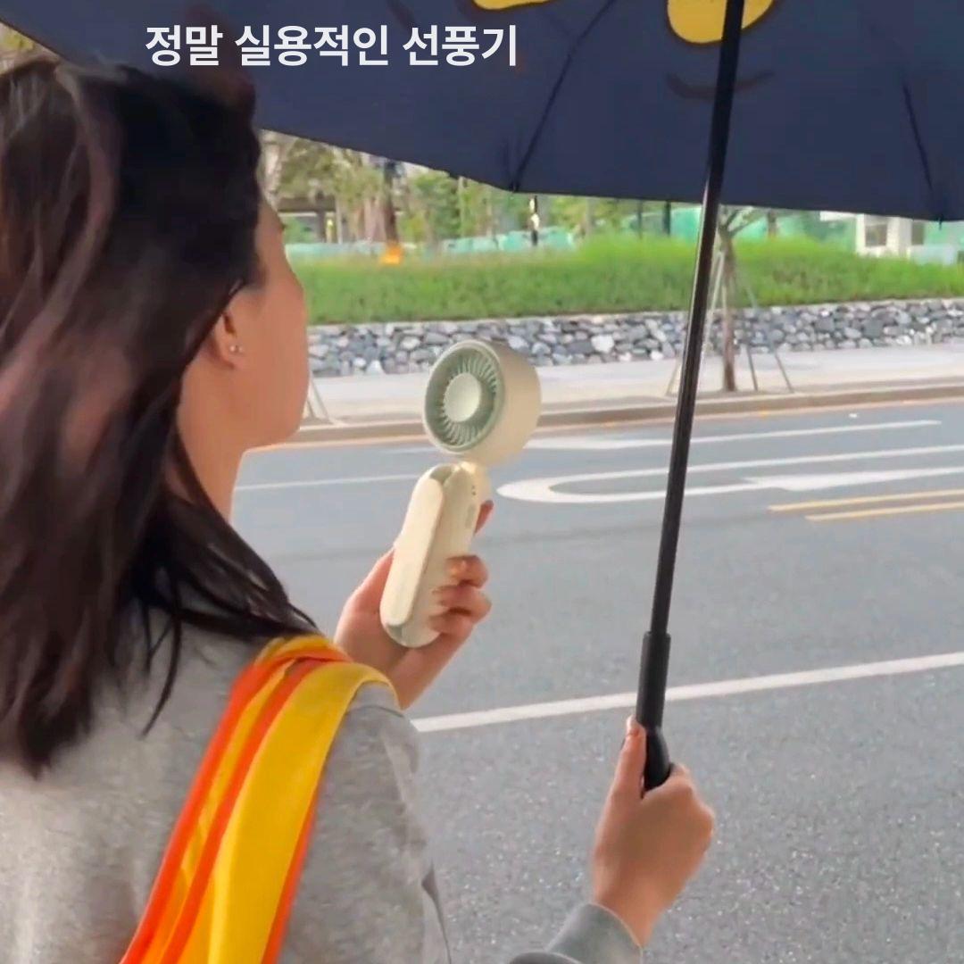 우산 선풍기 걸이형 휴대용 미니 선풍기 핸즈프리 접이식 USB 충전 야외용 사무실 클립형 퓨어화이트 (휴대용 모델) - 상세 이미지 3