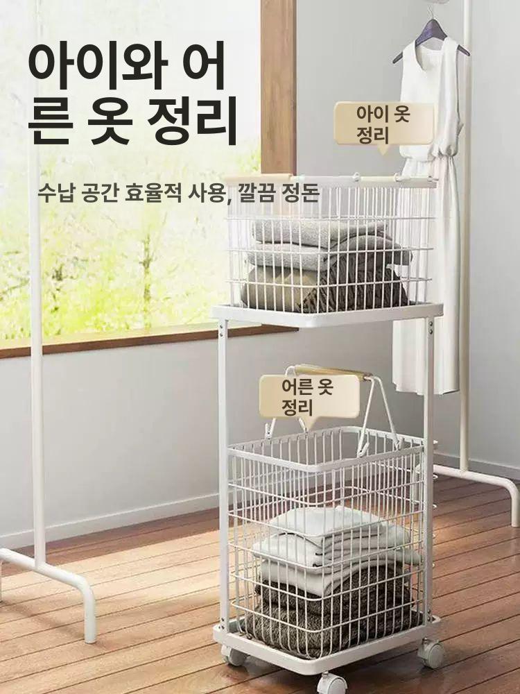 스텐 빨래바구니 대용량 세탁 틈새 런드리트롤리 카트 - 상세 이미지 4