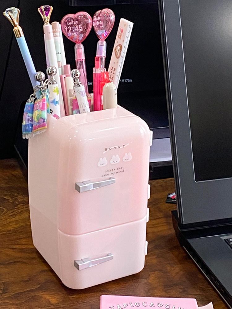 냉장고 필통 사무실 투명색 색연필 꽂이 레트로 소품 오거나이저 - 상품 이미지