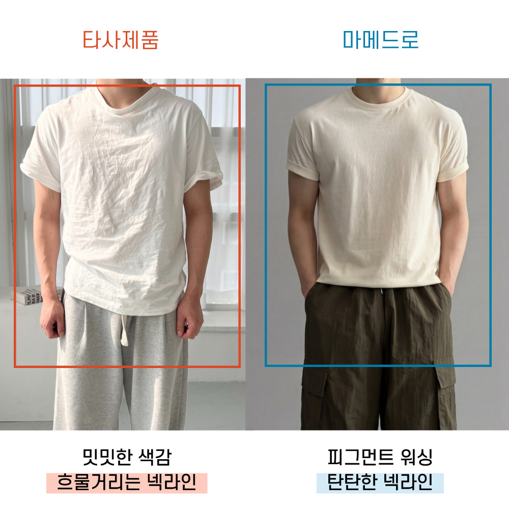 1+1 피그먼트반팔 머슬핏반팔티 워싱티셔츠 - 상세 이미지 4