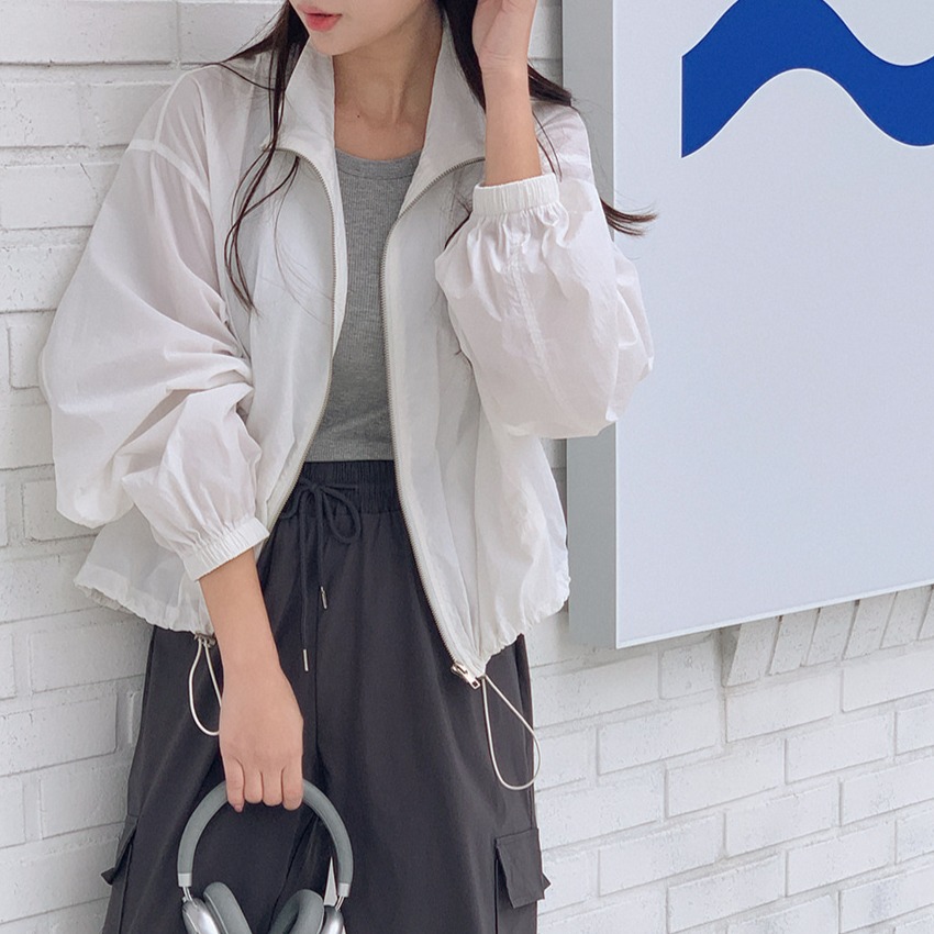 스포티 하이넥 여성 바람막이 점퍼 - 상세 이미지 5
