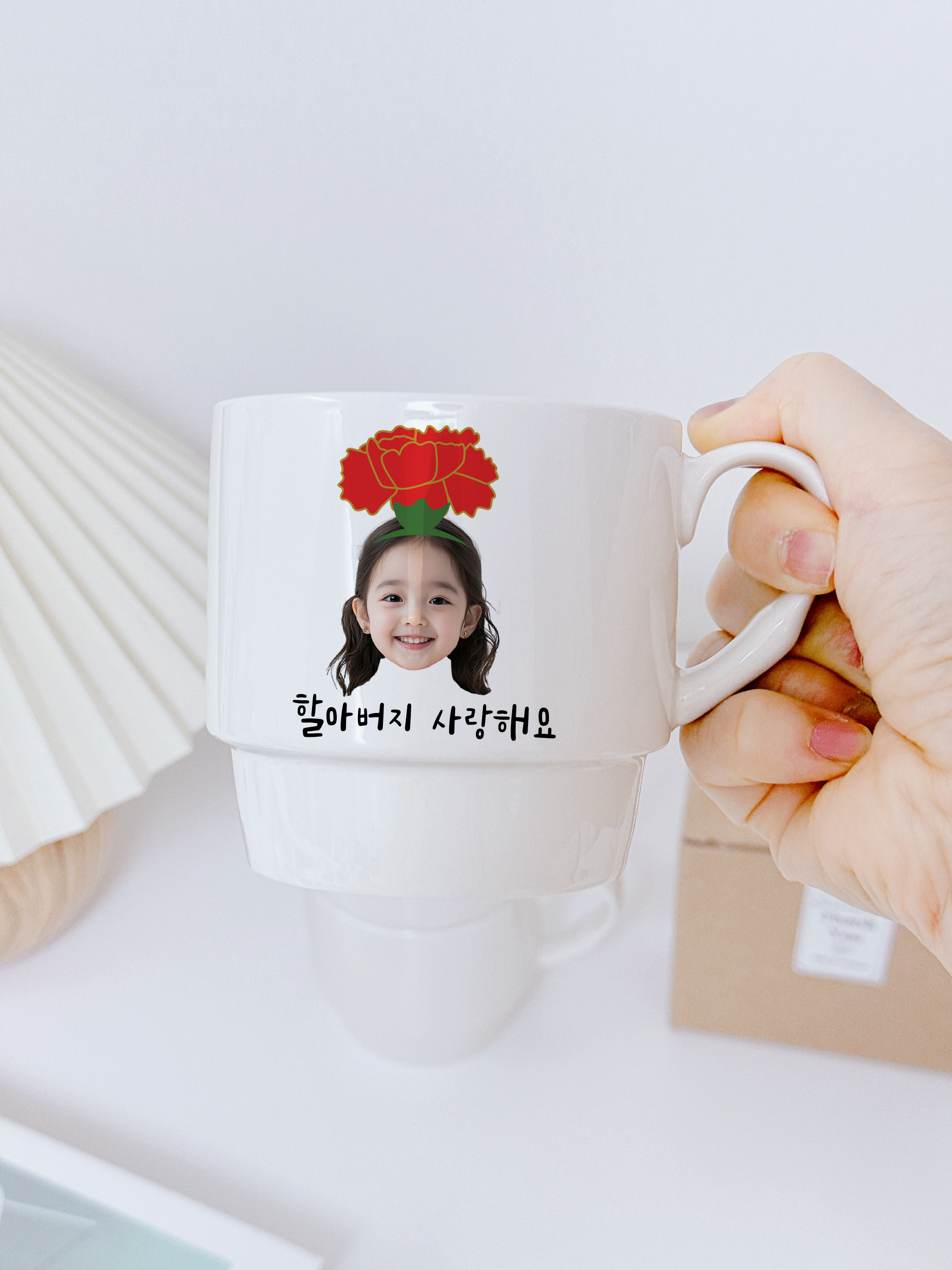 카네이션 머그컵 어버이날 아크릴 커스텀 사진 부모님 할머니 할아버지 - 상세 이미지 3