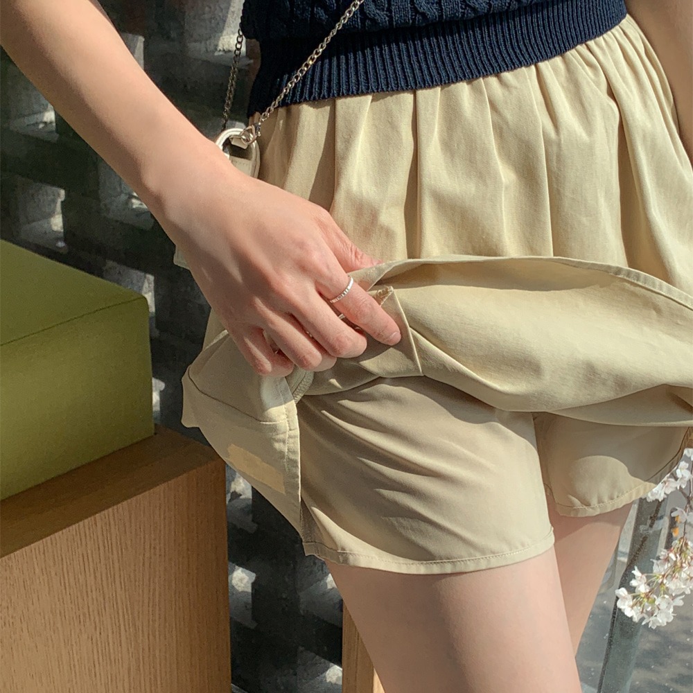 코튼 셔링 플레어 미니 스커트 이미지 6