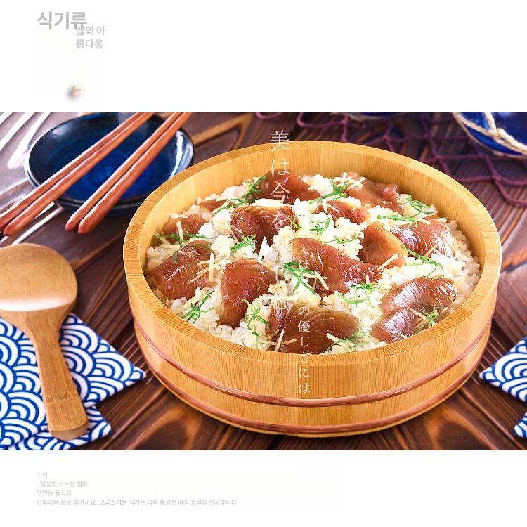 우드 초밥통 밥통 대형 일식 원형 나무 원목 샤리통 숙성상자 나무통 일본식 보온 그릇 - 상세 이미지 5
