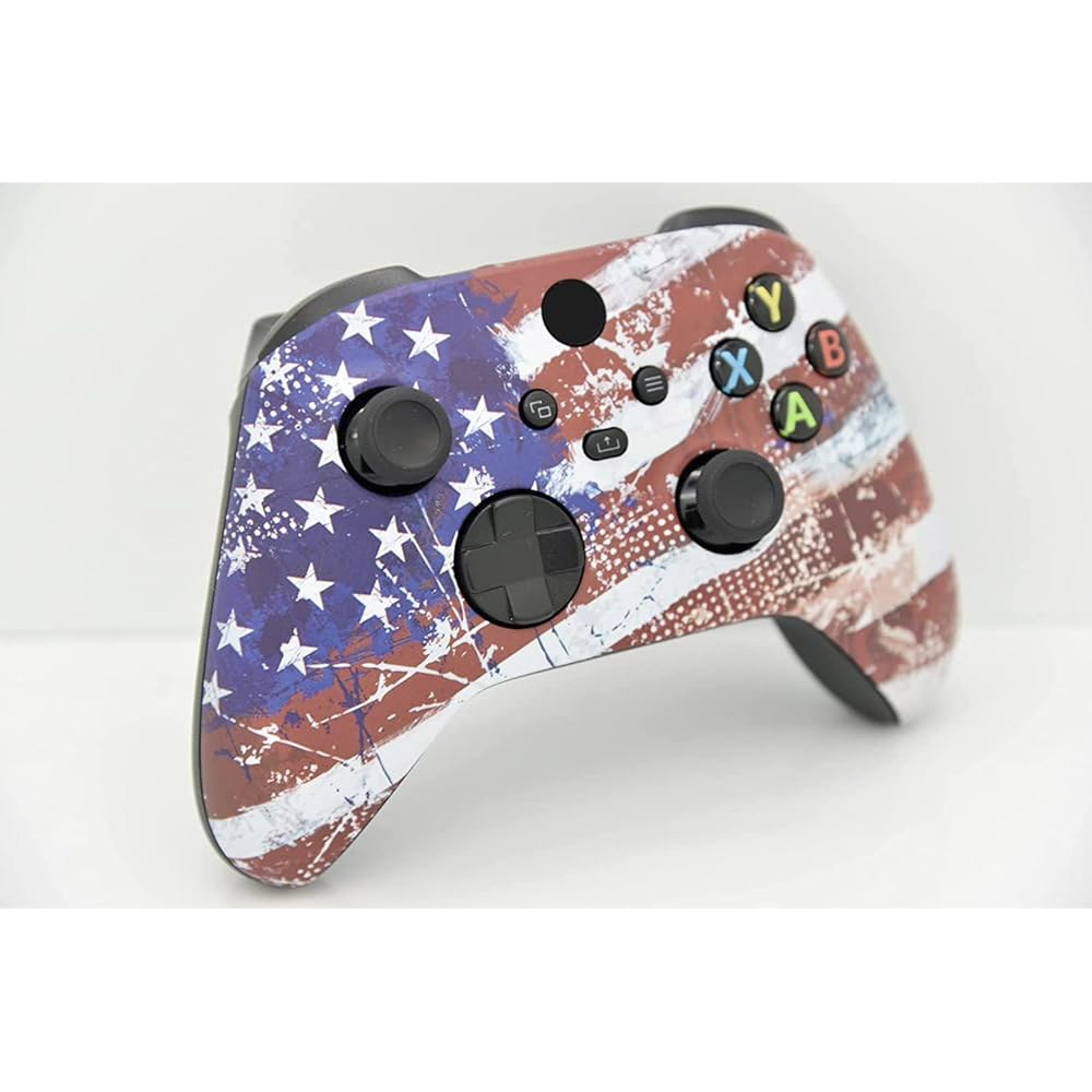 Xbox Series X /S & One(미국 국기)과 호환되는 ProControllers LLC 수작업 맞춤형 컨트롤러 8 Series X/S Blue & Purpl - 상세 이미지 3