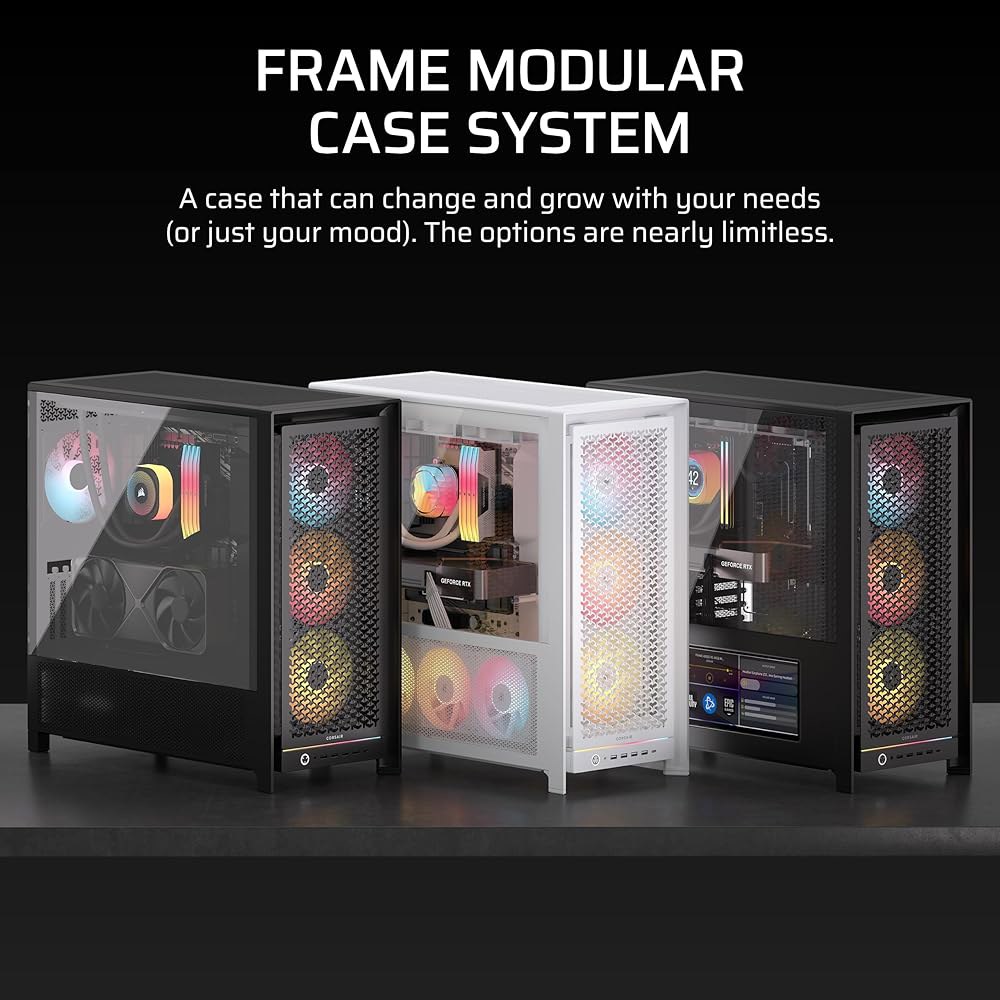 CORSAIR 프레임 5000D RS 모듈식 고풍량 미드 타워 PC 케이스 u2013 4X 프리 인스톨 팬, 인피니레일 팬 장착 시스템, GPU 안티색, ASUS BTF, MSI - 상세 이미지 3