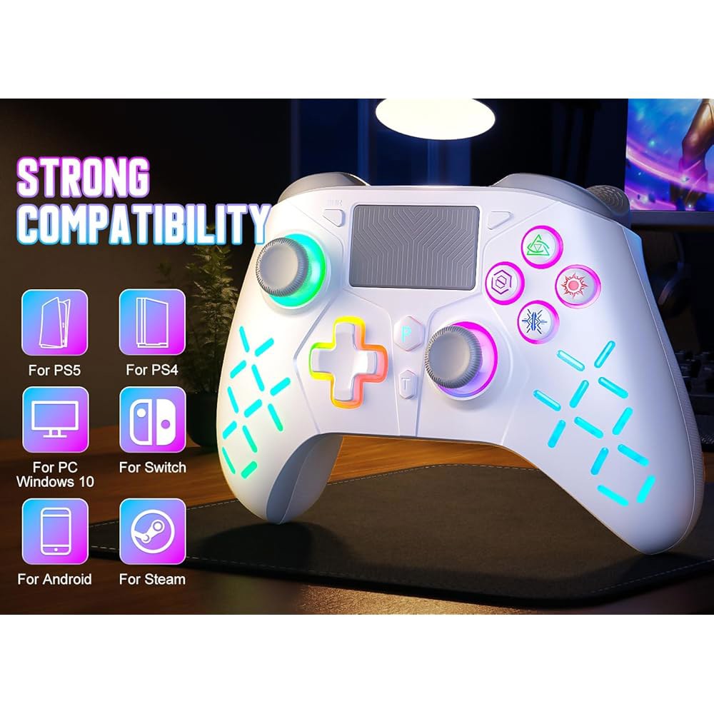 PlayStation 5용 Gamrombo 게이밍 컨트롤러 / PS5, PS4 PS3 PC 스위치 스팀 덱 Mac Android iOS 및 RGB LED 조명, 홀 트리거, 조이스 - 상세 이미지 3