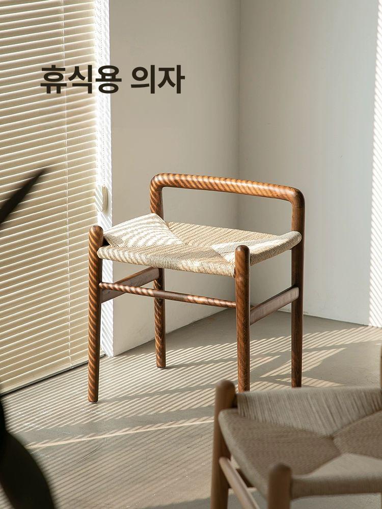 라탄 스툴 의자 빈티지 커피숍 현관 등나무 보조의자 북유럽 낮은 카페 우드 라탄스툴 - 상세 이미지 2
