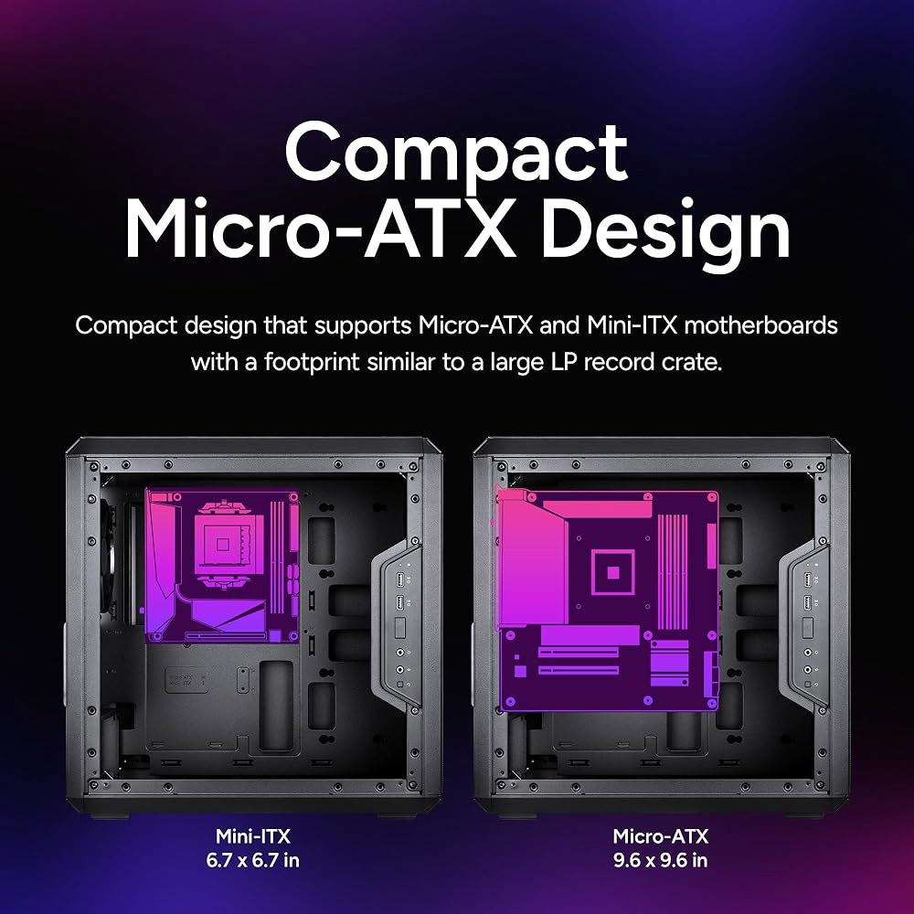 쿨러 마스터박스 Q300L 마이크로-ATX PC 케이스 u2013 컴팩트 mATX 컴퓨터 케이스, 마그네틱 먼지 필터, 모듈식 조절 가능 I/O 패널, 천공 공기 흐름 설계, 12 - 상세 이미지 3