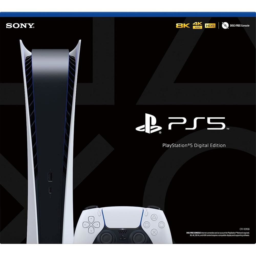 PS5 - 소니 플레이스테이션 5 디지털 에디션 게이밍 콘솔 + 무선 컨트롤러 16GB GDDR6 RAM, 825GB SSD, 120Hz 8K 출력, 화이트 - 상세 이미지 3