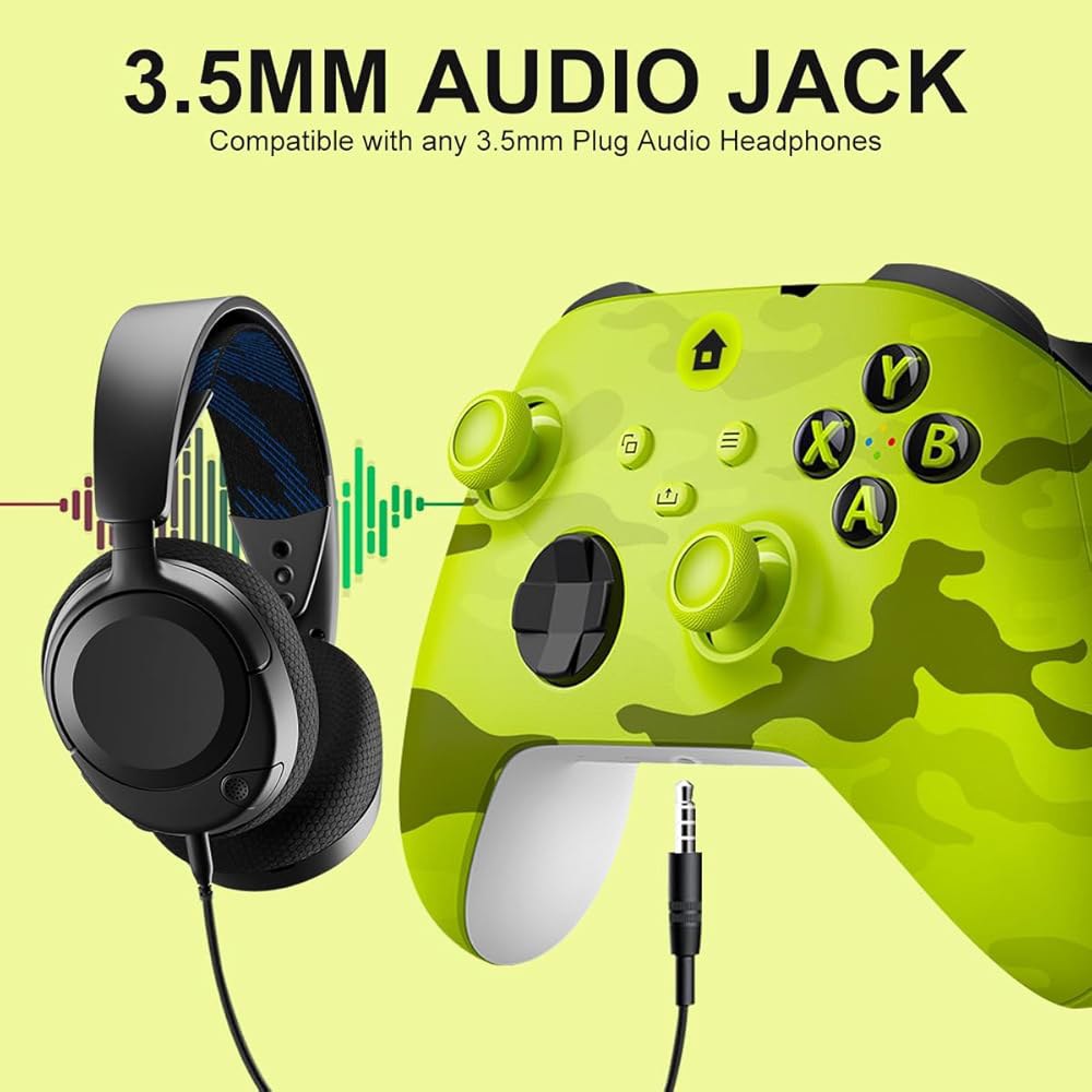 BUERTT Xbox One 컨트롤러, One용 컨트롤러 무선, Series X/S, 3.5mm 오디오 잭 포함 무선 2.4GHz 어댑터, Camo Yellow - 상세 이미지 3