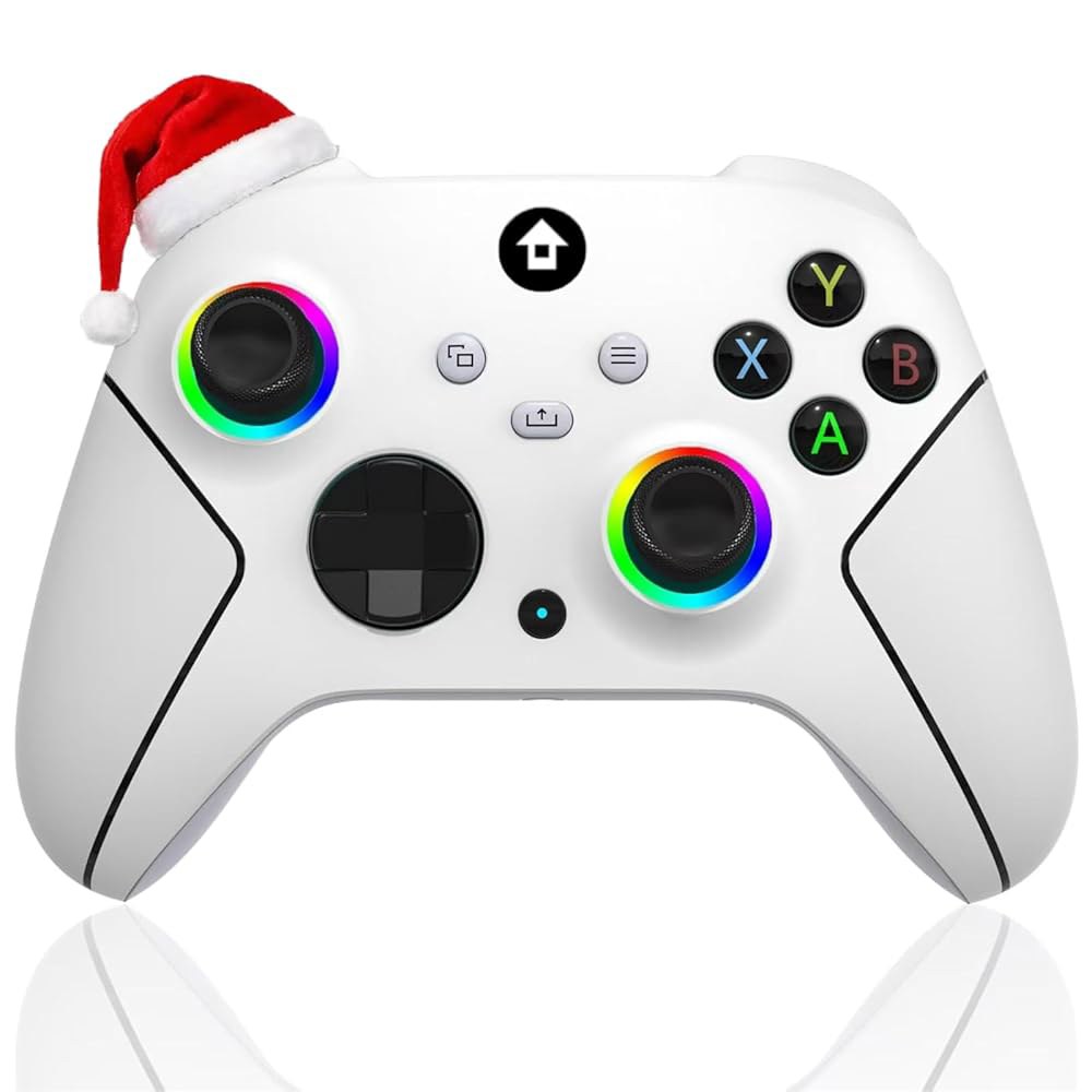 유유 무선 2.4GHz 컨트롤러, 7가지 색상 RGB 조명, Xbox One Series X|S, 콘솔, Steam PC Windows, 1000mAh 배터리 / 듀얼 진동 터보 - 상품 이미지