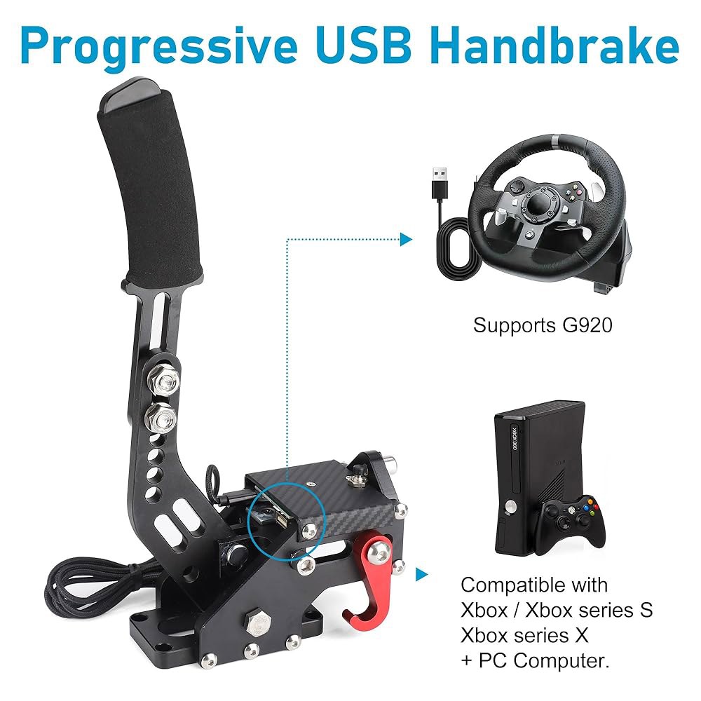 CNSPEED 업그레이드 G920용 64비트 USB 핸드브레이크 2-in-1 비접촉식 플러스 홀 센서가 있는 시뮬레이션 레이싱 게임용 Xbox /Xbox 시리즈 S + PC 컴퓨터 - 상세 이미지 2
