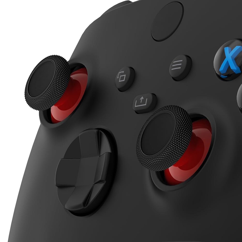 Xbox 코어 무선 컨트롤러용 익스트림레이트 교체 엄지스틱, Series X / S 조이스틱 수리 키트, One Elite용 맞춤형 아날로그 스틱 버튼 - 카민 레드 & 블랙 - 상세 이미지 3