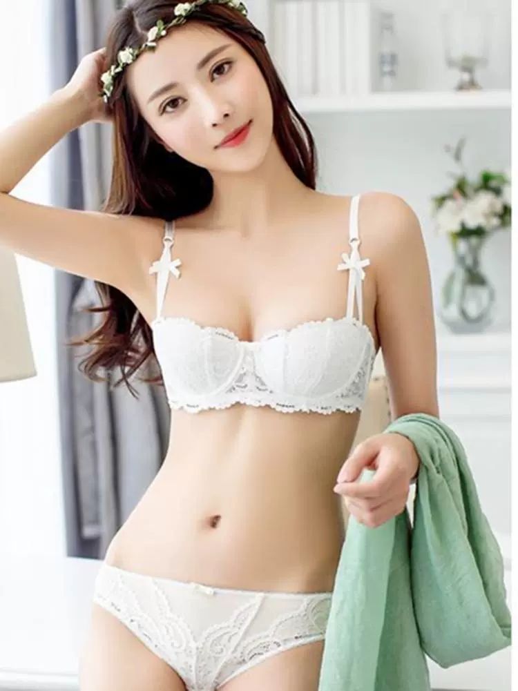하프컵 브라 브라탑 심리스 레이스 여성용 노와이어 속옷 반컵 볼륨 처진가슴 - 상세 이미지 3