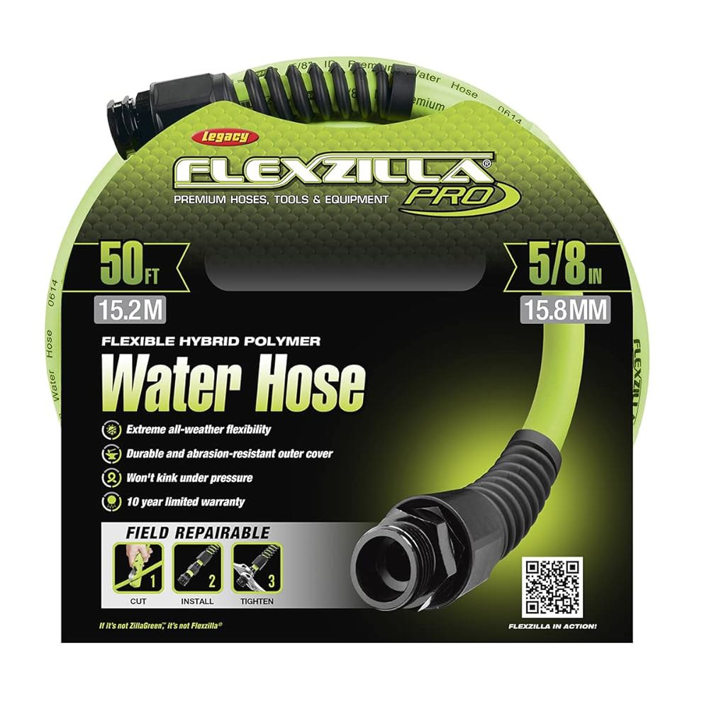 재사용 가능한 피팅이 있는 Flexzilla Pro 워터 호스, 5/8인치 x 50피트, 헤비 듀티, 경량, ZillaGreen - HFZWP550-E - 상세 이미지 2